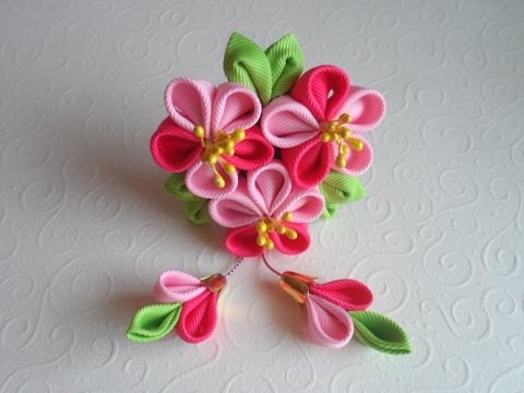 Видео: Шпилька для волос Канзаши " Радость " / Hairpin kanzashi " Joy "