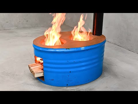 Видео: Как сделать дровяную печь 2 в 1 — Идея из железной бочки