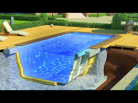 Видео: Пластиковый Бассейн для Дачи. Монтаж бассейна и оборудования. Строительство бассейна ч 2