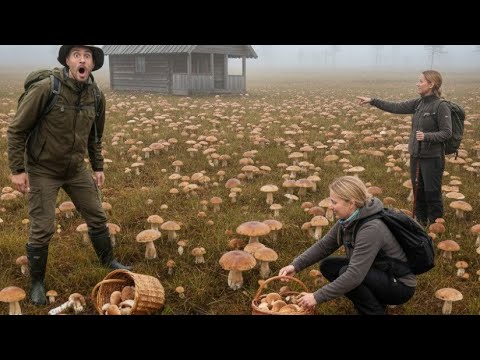 Видео: Поляна гигантских белых грибов на болоте. Чудесные грибы