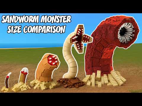 Видео: Сравнение размеров эволюционировавшего песчаного червя смерти — Lego Giant Desert Dune Monster Aw...