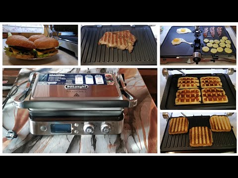 Видео: Multigrill DeLonghi CGH1030D/ Полный обзор. Плюсы и минусы. Рецепты вафель, бургеров, стейка