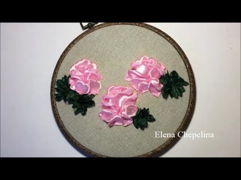 Видео: Роза вышитая лентами / Rose embroidered with ribbons