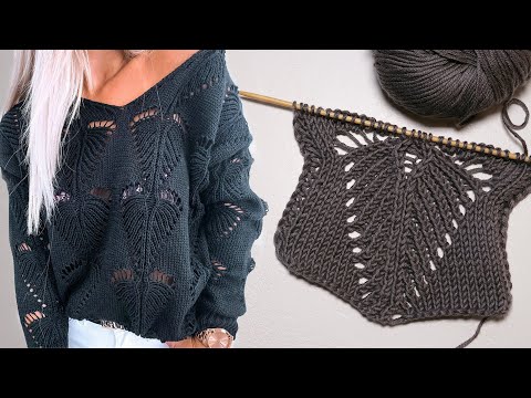 Видео: Узор «Листик» спицами усовершенствованный вариант | «Leaf» knitting pattern