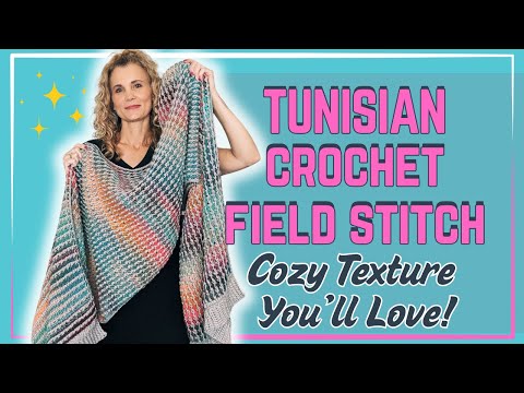 Видео: Учебное пособие по тунисскому вязанию крючком полевой вязкой (идеально подходит для шарфов-одеял!)