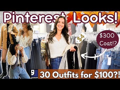 Видео: 30 нарядов, вдохновлённых Pinterest, за 100 долларов?! | Goodwill Thrift With Me, Haul + Try On C...
