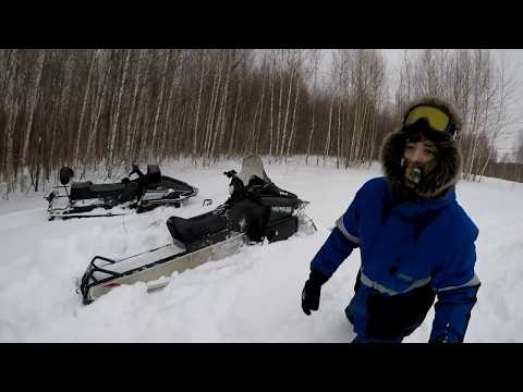 Видео: Засадили снегоход Arctic cat.Бодрый прохват на снегоходах.Yamaha viking в деле.