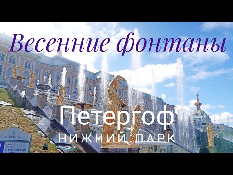 Видео: Прогулка по Нижнему парку Петергофа,, весенние фонтаны и атмосферные пейзажи