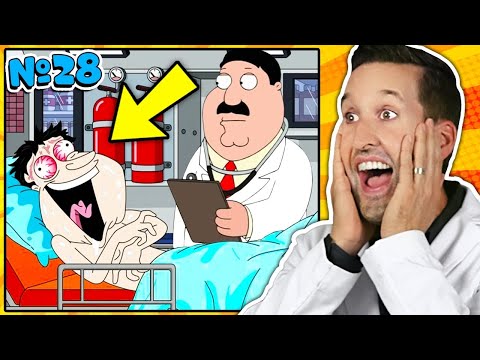 Видео: ВРАЧ смотрит смешные медицинские сцены из Гриффины #28