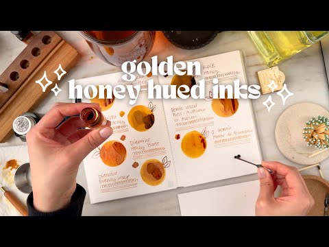 Видео: Чернила золотисто-медового оттенка! Сравнение чернил для перьевых ручек № 12 (удлинённая версия)