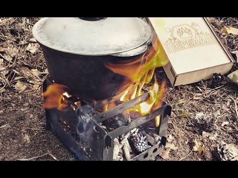 Видео: Печка-щепочница "Перевал" в полевых условиях