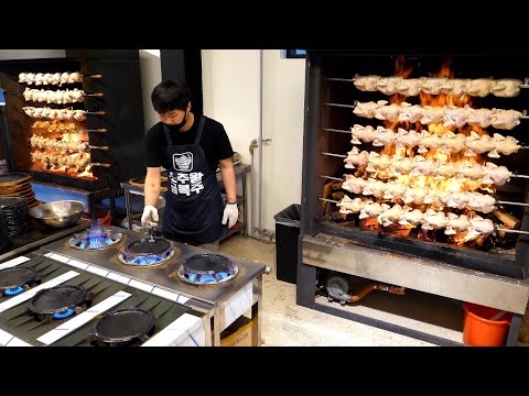 Видео: Массовое производство курицы в удивительных масштабах - корейская уличная еда