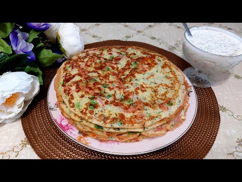 Видео: БЛИНЫ С ПРИПЁКОМ, С КОЛБАСОЙ,СЫРОМ И ЗЕЛЕНЬЮ🥞👍😋
