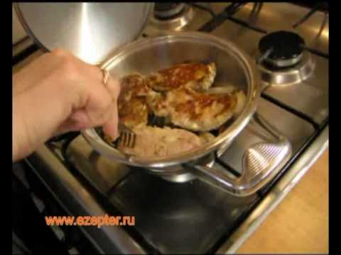Видео: Жареное мясо - приготовление жареного мяса в посуде с толстым дном (на сковороде Zepter)