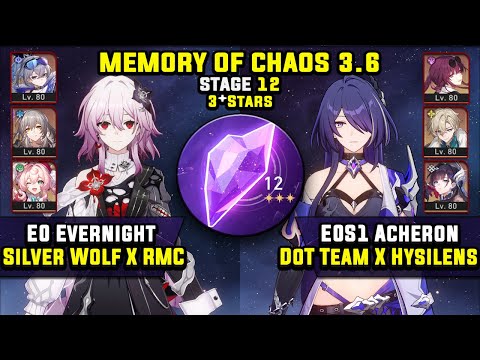Видео: E0 Evernight Carry с RMC и E0 Acheron DoT Team (3 звезды) Memory Of Chaos 12 Honkai Star Rail 3.6