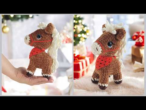 Видео: Красивая лошадка из плюша вязаная крючком🐴horse crochet🐎gehäkeltes pferd