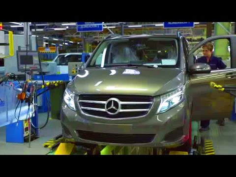 Видео: Mercedes V-class  w447 - производство на заводе Vitora в Испании.