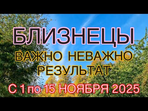 Видео: БЛИЗНЕЦЫ   01  ПО 15  НОЯБРЯ  2025 | ВАЖНО! | НЕ ВАЖНО! | РЕЗУЛЬТАТ | ПРОГНОЗ ОТ NATALLIA  MARKOWSKA