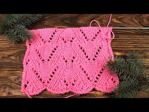 Видео: Узор Сердечки. Вязание спицами