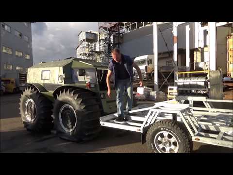 Видео: Прицеп для перевозки болотохода "ШЕРП"