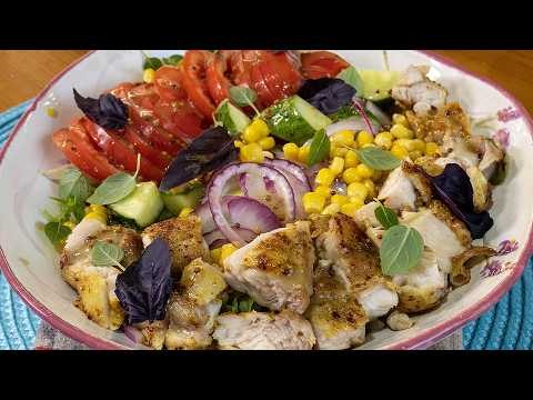 Видео: Салат за 15 минут. Курица, овощи и горчичная заправка. Идеально после работы