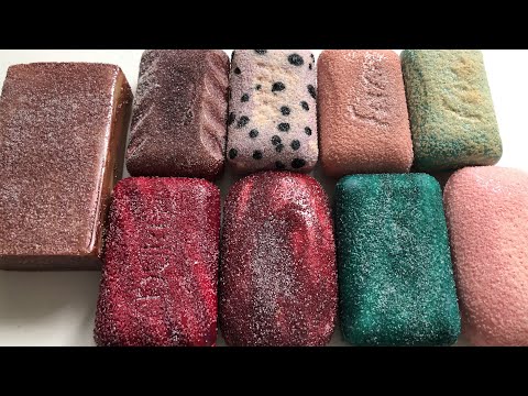 Видео: ASMR cutting soft breaded soap/ АСМР резка мягкого мыла в панировке из соли с лаком