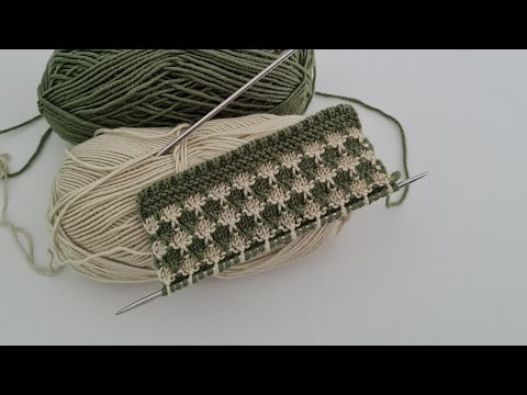 Видео: Двухцветный узор для вязания двумя спицами ✅️