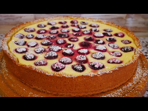 Видео: Творожный заливной пирог с вишней. Пирог с вишней и творогом на песочной основе
