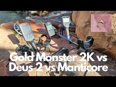 Видео: Minelab Gold Monster 2 против XP Deus 2 против Manticore