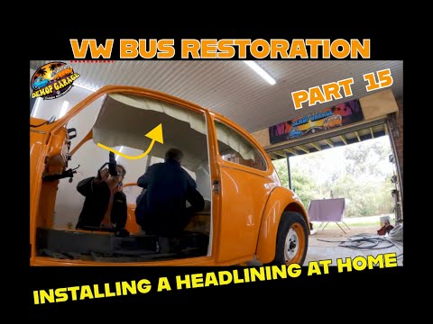 Видео: Реставрация VW Beetle 1970 года // Установка обивки потолка дома с экспертом. #volkswagenrestoration