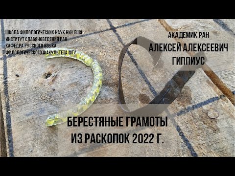 Видео: Берестяные грамоты из раскопок 2022 г — лекция А.А.Гиппиуса 08/11/22