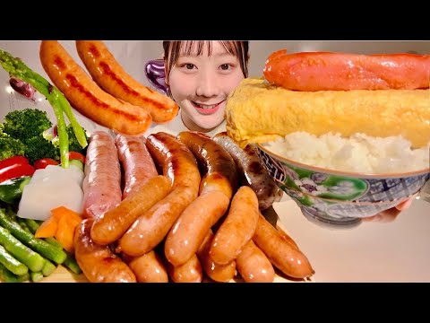 Видео: ASMR Колбаса и Ментайко Омлет Рисовый【русские субтитры】【Mukbang/ Eating Sounds】