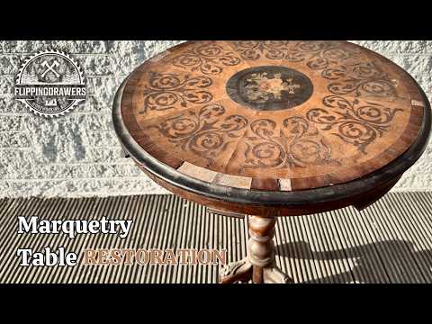 Видео: РЕСТАВРАЦИЯ антикварного стола с маркетри. Удовлетворительное преображение.