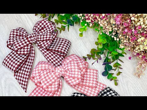 Видео: DIY Огромный бант из ленты 4 см  /wide 4 cm/  принт гусиная лапка