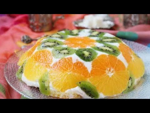 Видео: Торт без выпечки с желатином и фруктами