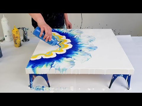 Видео: ГОЛУБОЙ МАК 💙 — Особая техника полуцветка / Живопись акриловой заливкой