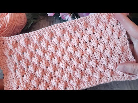 Видео: 🙋‍♀️Похоже на 💧 "КАПЛИ"💧. Вяжу рельефный, несложный узор КРЮЧКОМ. (N 221)