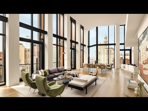 Видео: Внутри двухуровневого пентхауса стоимостью 19 500 000 долларов — Нью-Йорк — Парк Роу, 33