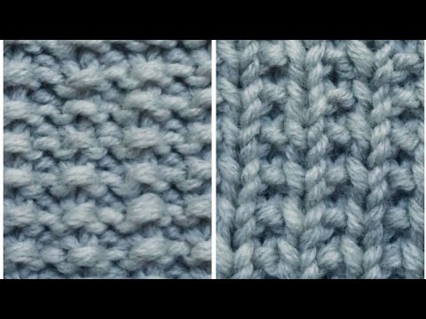 Видео: Узор спицами "Песок", два ряда