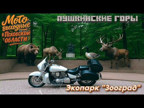 Видео: Мото выходные в Псковской области.Часть 3.Остров,Пушкинские горы,экопарк "Зооград".