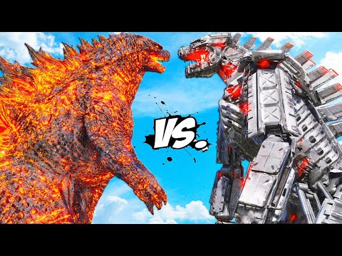 Видео: ядерная годзилла против мехагодзиллы - битва монстров