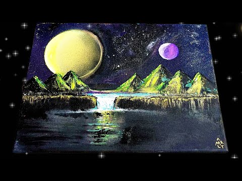 Видео: Водопад «Золотая галактика» | Космическое искусство, выполненное аэрозольной краской и акрилом ✨@...