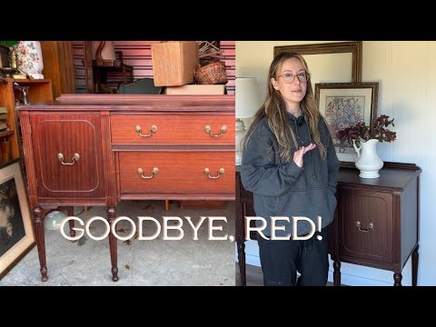Видео: Обновление буфета из красного дерева с помощью темной краски | Easy One Day Flip