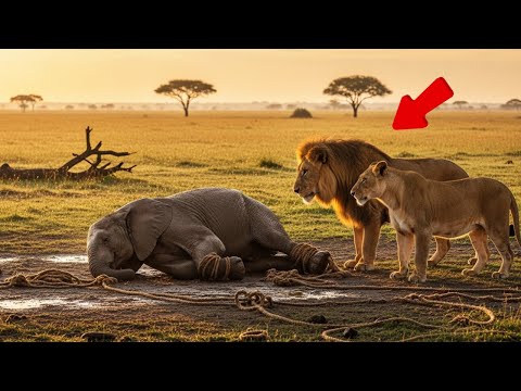 Видео: Два льва спасли связанного слона — история, которая потрясла весь мир