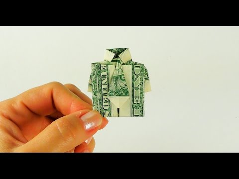 Видео: Оригами из денег |  Рубашка из купюры | Рубашка с галстуком из бумаги