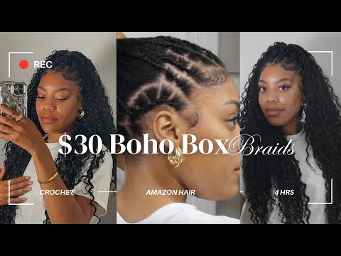Видео: Косички-коробочки Amazon Boho Box Braids за 30 долларов | Illusion Crochet Boho Braids
