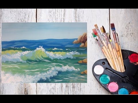 Видео: Видео урок Морские волны гуашью! Рисуем с Dari Art!