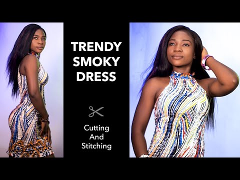 Видео: Как сшить модное дымчатое платье || Платье с воротником-стойкой из дымчатого шёлка || Раскрой || ...