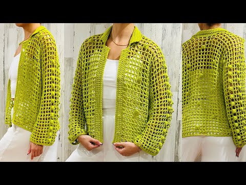 Видео: 🥝 РУКОВОДСТВО ПО ВЯЗКЕ БЛУЗКИ ИЛИ КАРДИГАНА-ВОРОТНИКА РУБАШКИ-АЖУРНЫЙ КРЮЧКОМ