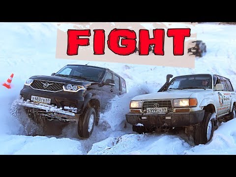 Видео: Победа любой ценой! Новый УАЗ Патриот против  Land Cruiser 80. + Нива. бездорожье, оффроад